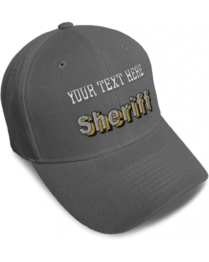 Custom Baseball Cap Sheriff Western Acrylic Hat Dad Hats for Men and Women Dark Grey Personalized Text Here $13.76 Baseball Caps