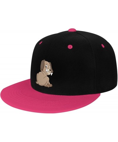 Cool Dog with a Bone in His Mouth Snapback Hat for Men Women Baseball Cap Trucker Flat Bill Hats Dad Caps Pink $13.33 Basebal...