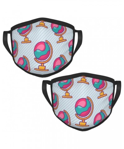 Globe Seamless Pattern Face Mask 2 Pcs Face Cover Reusable Washable Breathable for Men Women Balaclavas Bandanas Black $9.72 ...