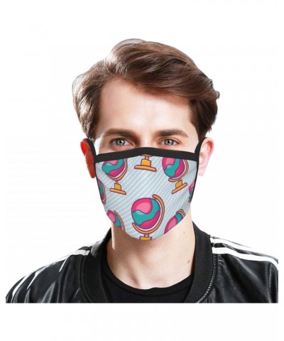 Globe Seamless Pattern Face Mask 2 Pcs Face Cover Reusable Washable Breathable for Men Women Balaclavas Bandanas Black $9.72 ...