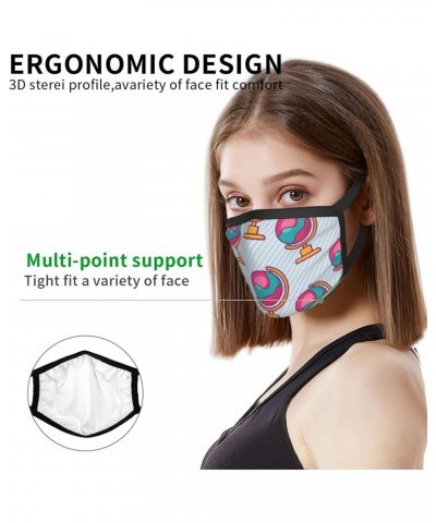 Globe Seamless Pattern Face Mask 2 Pcs Face Cover Reusable Washable Breathable for Men Women Balaclavas Bandanas Black $9.72 ...