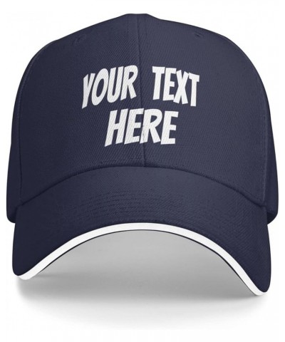 Custom Cap,Custom Text Caps Your Design Here,Add Your Own Text and Design,Classic Mens Womens Personalized Baseball Cap Navy ...