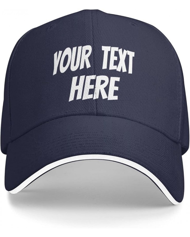 Custom Cap,Custom Text Caps Your Design Here,Add Your Own Text and Design,Classic Mens Womens Personalized Baseball Cap Navy ...