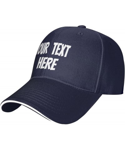 Custom Cap,Custom Text Caps Your Design Here,Add Your Own Text and Design,Classic Mens Womens Personalized Baseball Cap Navy ...