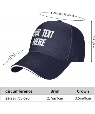 Custom Cap,Custom Text Caps Your Design Here,Add Your Own Text and Design,Classic Mens Womens Personalized Baseball Cap Navy ...