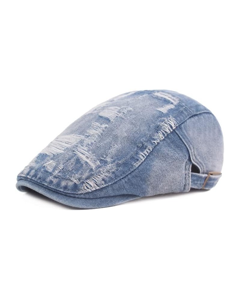 Mens Woman Denim Cotton Newsboy Cap Driving Hunting Cabbie Hats Blue Cotton $10.44 Newsboy Caps