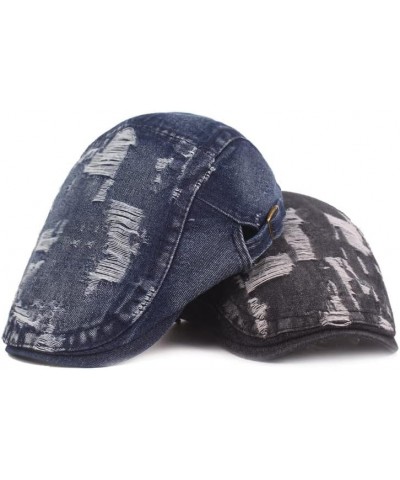 Mens Woman Denim Cotton Newsboy Cap Driving Hunting Cabbie Hats Blue Cotton $10.44 Newsboy Caps