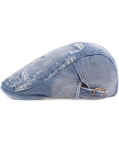 Mens Woman Denim Cotton Newsboy Cap Driving Hunting Cabbie Hats Blue Cotton $10.44 Newsboy Caps