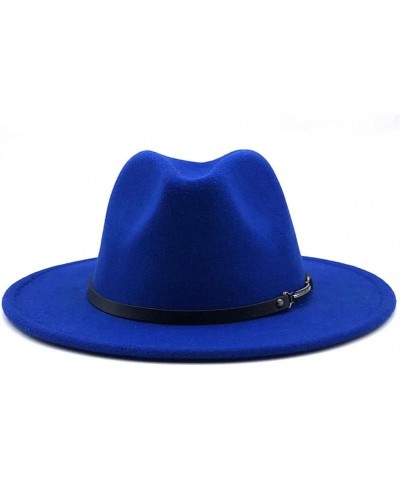 Women Men Woolen Fedora Hat with Leather Ribbon Gentleman Lady Wide Brim Jazz Church Panama Cap Gray $19.85 Fedoras