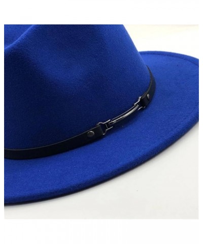 Women Men Woolen Fedora Hat with Leather Ribbon Gentleman Lady Wide Brim Jazz Church Panama Cap Gray $19.85 Fedoras