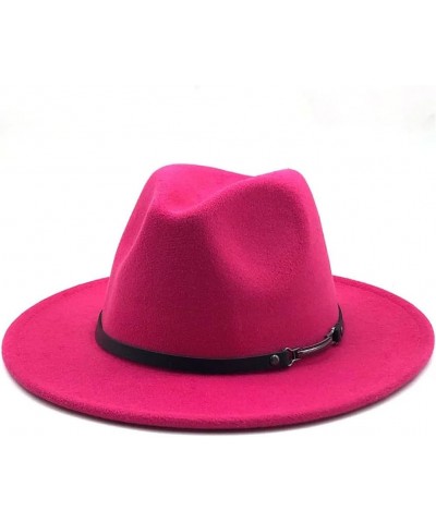 Women Men Woolen Fedora Hat with Leather Ribbon Gentleman Lady Wide Brim Jazz Church Panama Cap Gray $19.85 Fedoras