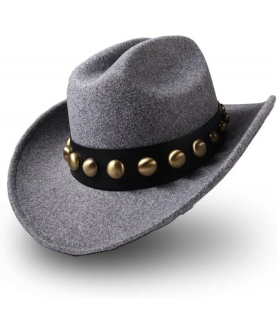 Women Men Wool Cowboy Hat Wide Brim Shapeable Western Sombrero Hombre Fedora Hat Light Gray $22.24 Cowboy Hats