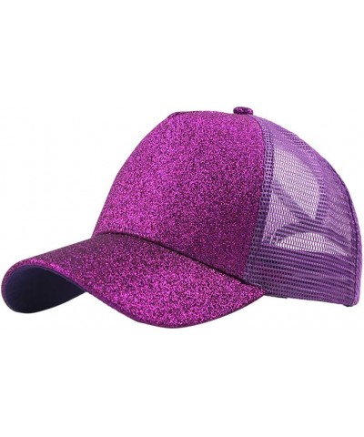 Womens and Mens Baseball Cap Sparkling Trucker Ponytail-Visor Hats for Traveling Hiking Outdoor Activities J1-purple $8.54 Su...