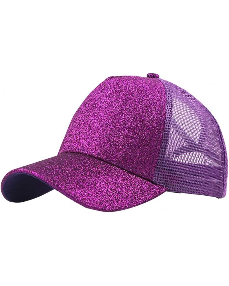 Womens and Mens Baseball Cap Sparkling Trucker Ponytail-Visor Hats for Traveling Hiking Outdoor Activities J1-purple $8.54 Su...