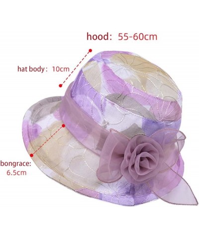 Trendy Womens Sun Hats Breathable Summer 2023 Flower Derdy Party Sun Protection Foldable Wide Brimmed Fashionable Blue $11.59...