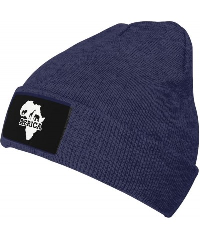 Winter Knit Hat Cap for Men Women, Africa Map Unisex Beanie Hat Cuffed Skull Cap Warm Ski Hats Black Navy Blue $6.88 Skullies...