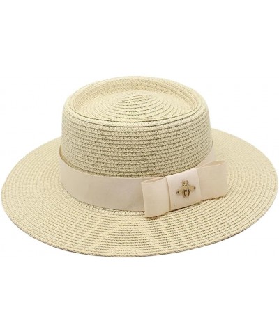 Women Fashion Top Hat Sunshade Sunscreen Big Edge Panama Hat Gentleman Hat Straw Cap Beige $16.42 Sun Hats