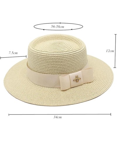 Women Fashion Top Hat Sunshade Sunscreen Big Edge Panama Hat Gentleman Hat Straw Cap Beige $16.42 Sun Hats