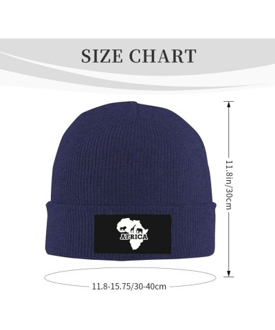 Winter Knit Hat Cap for Men Women, Africa Map Unisex Beanie Hat Cuffed Skull Cap Warm Ski Hats Black Navy Blue $6.88 Skullies...