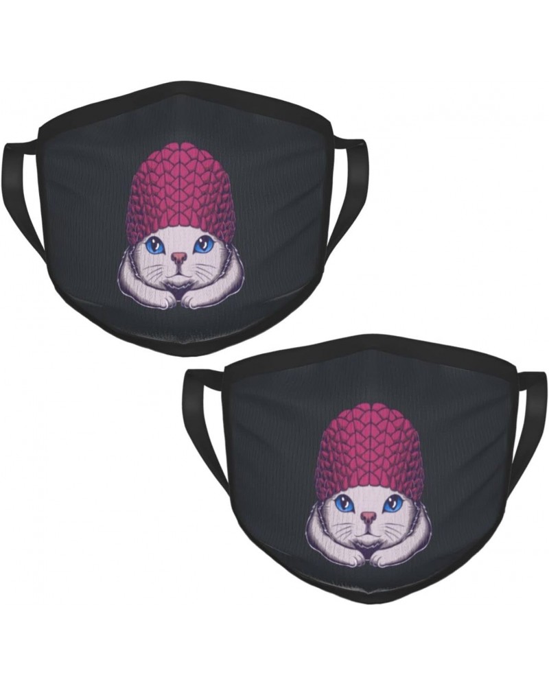 Cats Face Mask 2 Pcs Face Cover Reusable Washable Breathable for Men Women Balaclavas Bandanas Black $8.84 Balaclavas