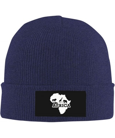 Winter Knit Hat Cap for Men Women, Africa Map Unisex Beanie Hat Cuffed Skull Cap Warm Ski Hats Black Navy Blue $6.88 Skullies...