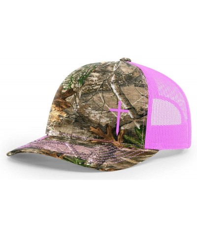 Christian Embroidered Cross Hat Camo/Neon Pink $17.84 Baseball Caps