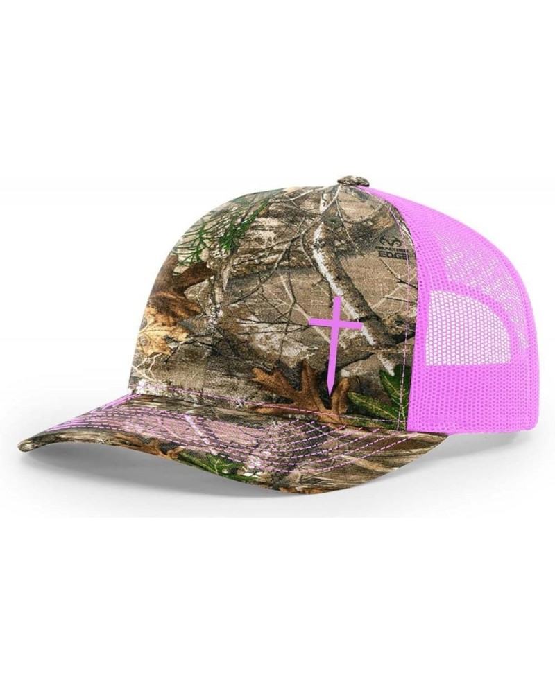 Christian Embroidered Cross Hat Camo/Neon Pink $17.84 Baseball Caps