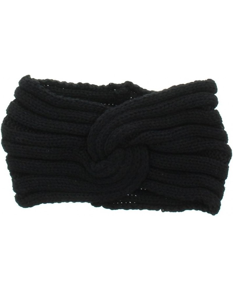 Womens Ribbed Woven Winter Knit Headband Black $10.61 Cold Weather Headbands