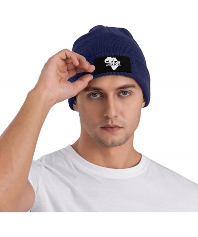 Winter Knit Hat Cap for Men Women, Africa Map Unisex Beanie Hat Cuffed Skull Cap Warm Ski Hats Black Navy Blue $6.88 Skullies...