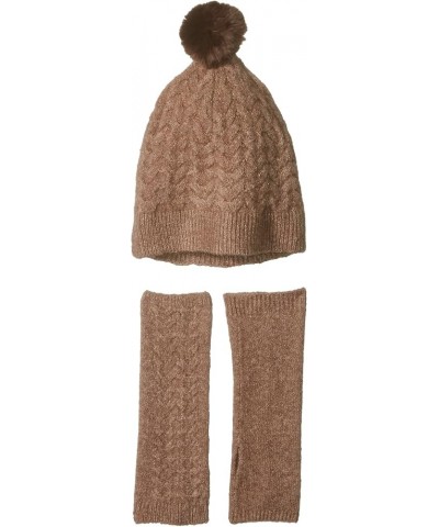 Women's Wool Blend Cable Pom Hat and Armwarmer Gift Set Nut $31.67 Skullies & Beanies