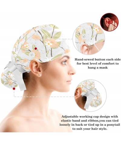 Surgical Scrub Caps Working Head Cover Flower Pattern Hair Rope Bunny Hair Ribbons for Women Color 6 $11.20 Skullies & Beanies