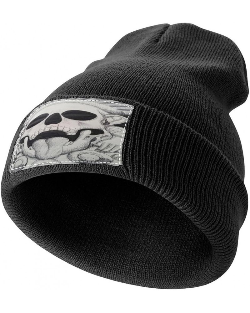 Winter Beanie Hats for Men Women,Glasses Skull White Black Beanie Soft Warm Knit Hat Ski Stocking Cuffed Cap Black-funny Skul...