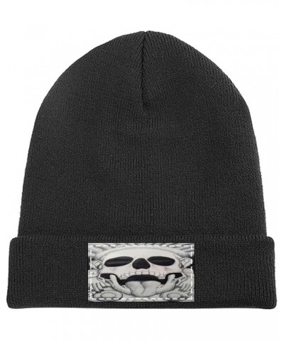 Winter Beanie Hats for Men Women,Glasses Skull White Black Beanie Soft Warm Knit Hat Ski Stocking Cuffed Cap Black-funny Skul...