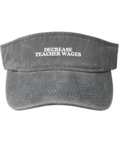 Decrease Teacher Wages Sport Sun Visor Hats Cotton Ball Caps Empty Top Baseball Sun Cap for Men Women,Black Gray $10.62 Visors