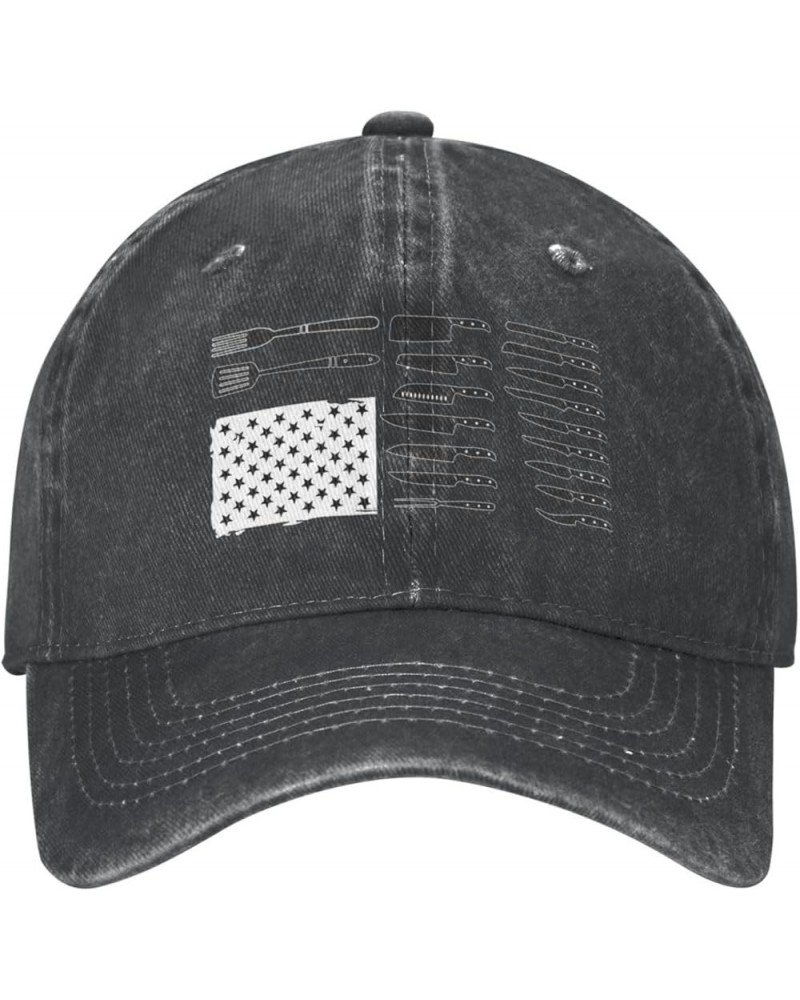 Funny Chef Knife American Flag Baseball Cap Casquette Hat for Men Women Black $10.33 Baseball Caps