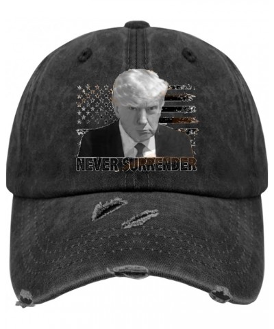 Never Surrender Trump Mug Shot 2024 Hats for Women Washed Distressed Baseball Cap Low Profile Washed Hiking Hat Light Weight ...