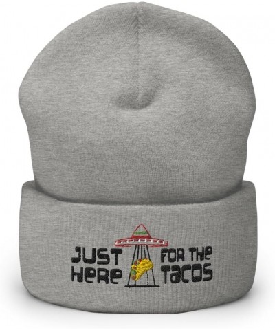 UFO Alien Sombrero Just Here for The Tacos Spaceship Beanie Hat for Men Women Heather Grey Acrylic $17.27 Skullies & Beanies