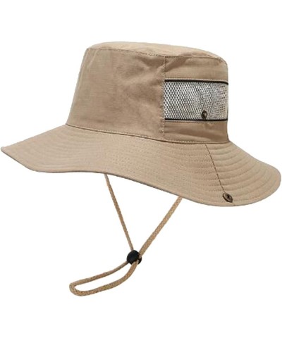 Sombrero para Sol Hombre,Big Brim Adjustable Bungee Cord Fishermans Hat Outdoor Mountaineering Sun Jungle Hat Khaki $7.55 Sun...