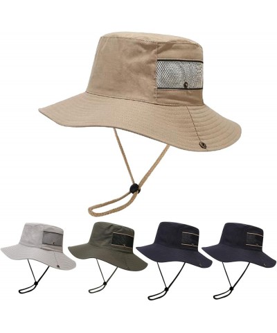 Sombrero para Sol Hombre,Big Brim Adjustable Bungee Cord Fishermans Hat Outdoor Mountaineering Sun Jungle Hat Khaki $7.55 Sun...