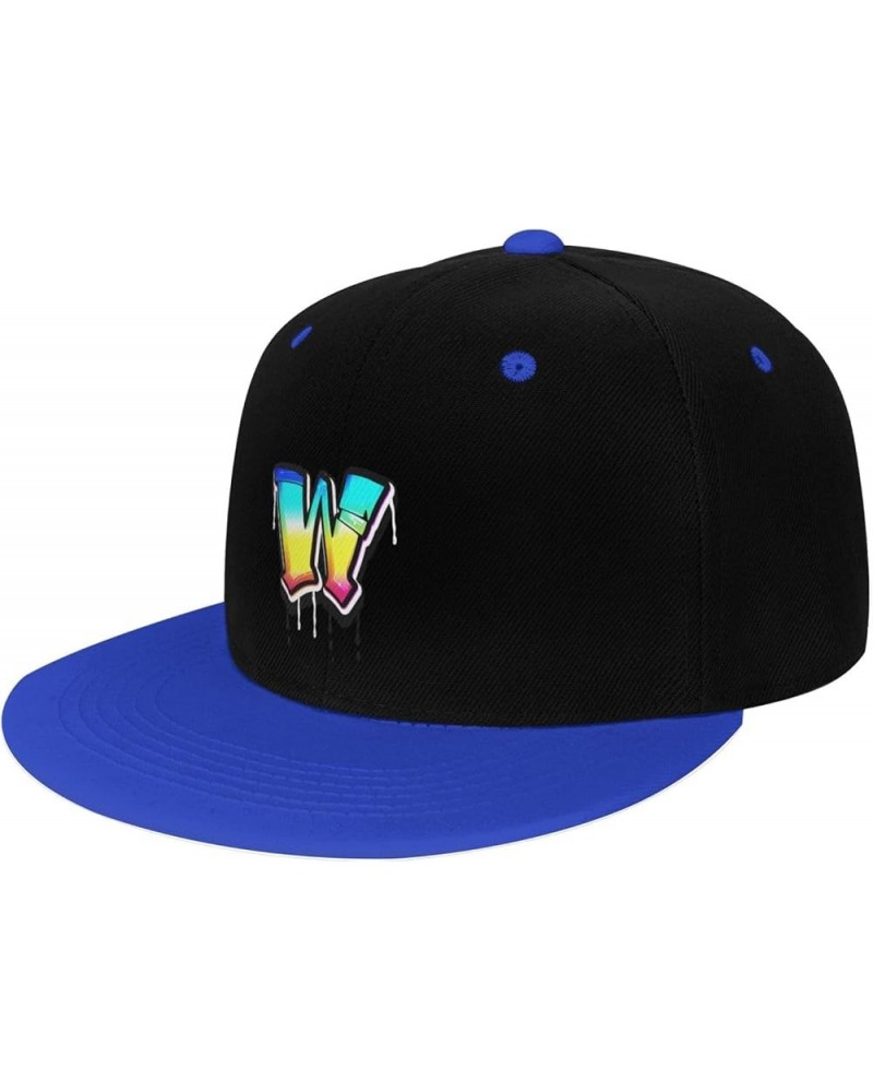 Color Letter W Snapback Hat for Men Women Baseball Cap Trucker Flat Bill Hats Dad Caps Blue $12.60 Baseball Caps