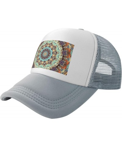 Mandala Flower Gray Mesh Baseball Cap Sun Visor Hat Womens Men,Adjustable Sun Hats Sport Cap Trucker Hat Mandala Flower2 $10....