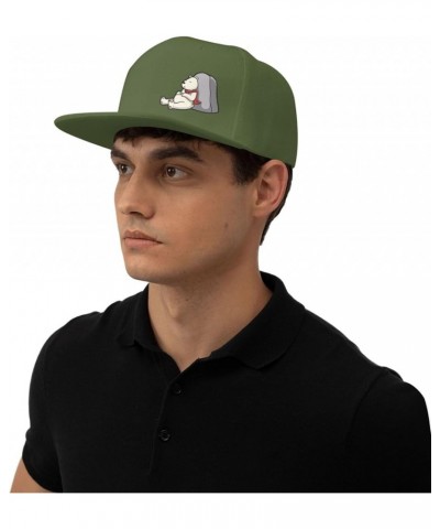 Cartoon Polar Bears Sleep On Rocks Snapback Hat Baseball Cap for Men Women Hip Hop Style Flat-Brimmed Hats Moss Green $10.64 ...