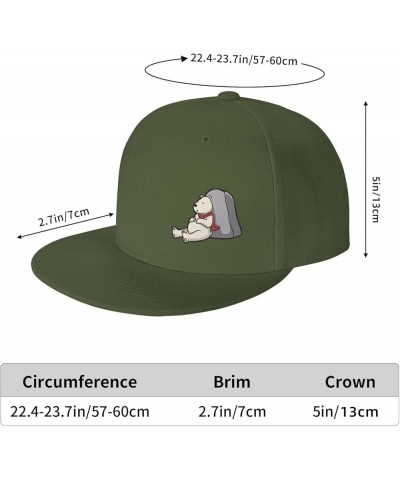 Cartoon Polar Bears Sleep On Rocks Snapback Hat Baseball Cap for Men Women Hip Hop Style Flat-Brimmed Hats Moss Green $10.64 ...