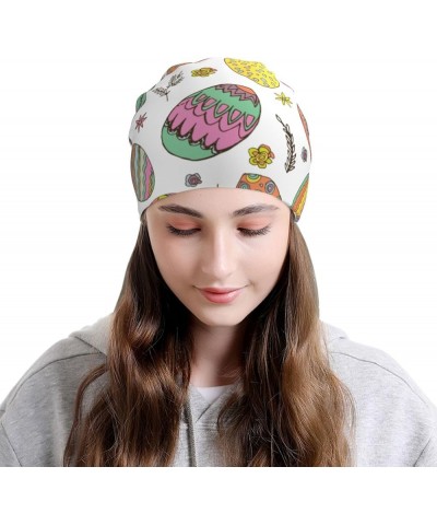 Colorful Funny Cute Dog Chemo Hat Cancer Headwear Skull Hat Slouchy Beanie Knit Skull Cap for Women Men Colorful Easter Eggs ...