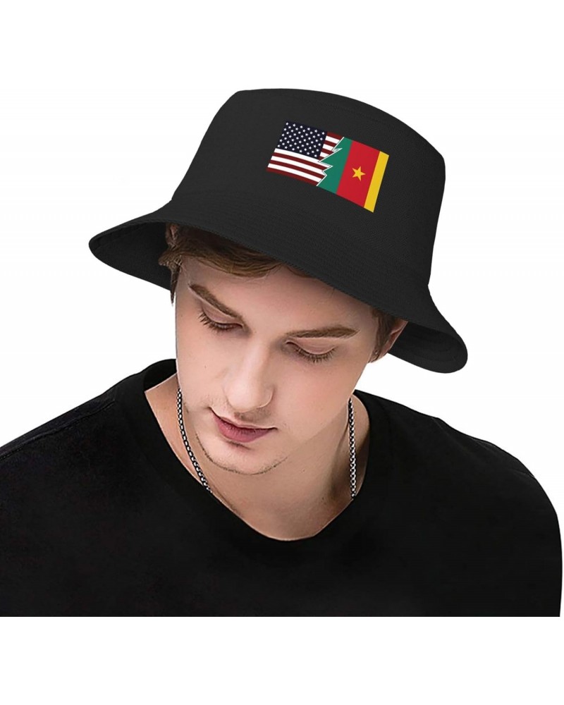 Torn Style Us and Cameroon Flags Bucket Hat for Men Women Boonie Hat Outdoor Summer Vacation Beach Travel Fishing Cap Black $...