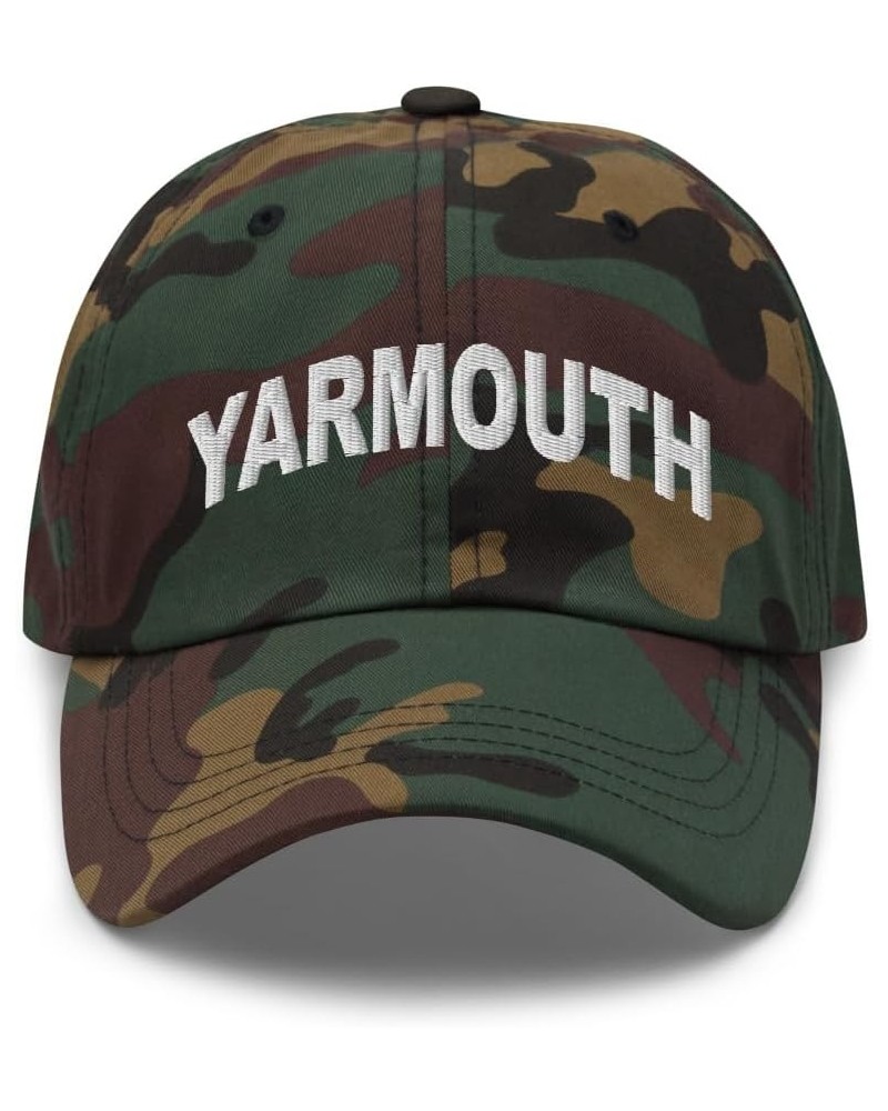 Yarmouth Maine Hat Yarmouth ME Cap Embroidered Dad Hat Adjustable Strap Closure Unisex Green Camo $20.00 Baseball Caps