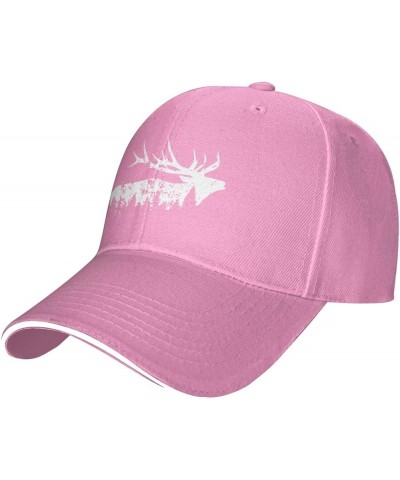 Elk and Forest,Wilderness Women's Baseball Hat Retro Trucker Hat Adjustable Pink $11.81 Baseball Caps