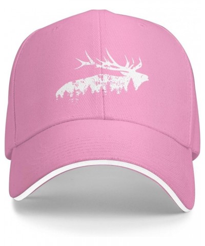 Elk and Forest,Wilderness Women's Baseball Hat Retro Trucker Hat Adjustable Pink $11.81 Baseball Caps