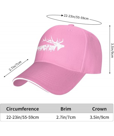 Elk and Forest,Wilderness Women's Baseball Hat Retro Trucker Hat Adjustable Pink $11.81 Baseball Caps