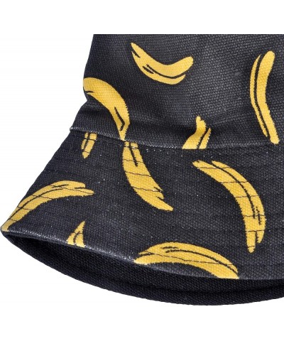 Unisex Cute Print Bucket Hat Summer Travel Fisherman Cap for Women Men Teens Banana Black $10.79 Bucket Hats